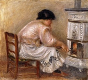 Kvinde ved Hjørnet af Komfuret; Femme au Coin du Poele, 1912 af Pierre Auguste Renoir