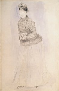 Kvinde med en muffe, c1883-c1884. af Pierre Auguste Renoir