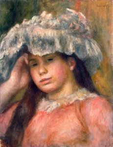 Ung pige i hat, 1892-1894. af Pierre Auguste Renoir