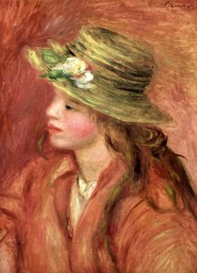 Ung pige i stråhat, ca. 1908