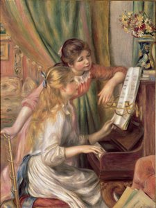 Unge piger ved klaveret af Pierre Auguste Renoir