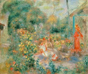 Unge piger i haven ved Montmartre af Pierre Auguste Renoir