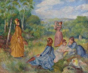 Unge damer spiller badminton, ca 1887 af Pierre Auguste Renoir