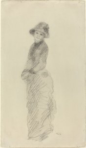 Ung kvinde stående, ca. 1880. af Pierre Auguste Renoir