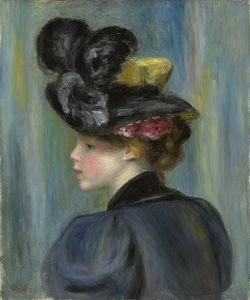 Ung kvinde med sort hat; Ung kvinde i sort hat, 1895 af Pierre Auguste Renoir