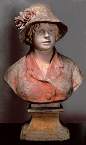 skulptur af Aline Charigot, fru Renoir, ca. 1900 (polykrom gips) af Pierre Auguste Renoir