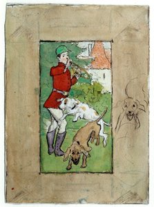 En jæger med sine hunde tegning af Pierre Bonnard af Pierre Bonnard