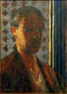 Selvportræt mod det lette, blomstrede papir af Pierre Bonnard