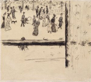 Boulevard des Batignolles, ca. 1896-8 (pensel og sort blæk på papir) af Pierre Bonnard
