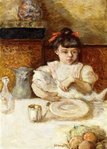 børn og katte; Enfant et Chats, ca. 1906 (olie på lærred) af Pierre Bonnard