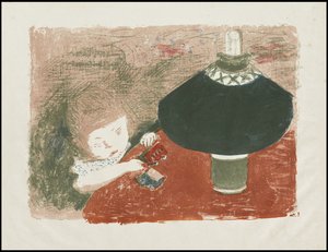 Barn med lampe af Pierre Bonnard