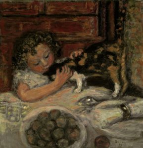 Lille pige med kat af Pierre Bonnard