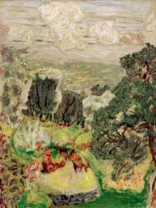 Olivenlunden; Landskab med geder af Pierre Bonnard