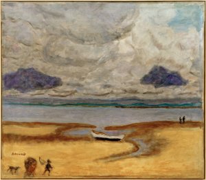 Stranden ved lavvande (lavvande i Arcachon) af Pierre Bonnard