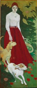 Frøken Andree Bonnard og hendes hunde (olie på lærred af Pierre Bonnard
