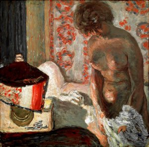Nøgen ved lampen Maleri af Pierre Bonnard (1867-1947) 1910-1911 Dim. 75,5x75 cm Bern, Samling Hans R. Hahnloser