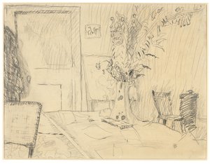 Blomsterkrukke i spisestuen på Le Cannet af Pierre Bonnard