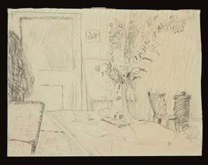 Blomsterkrukke i spisestuen på Le Cannet af Pierre Bonnard