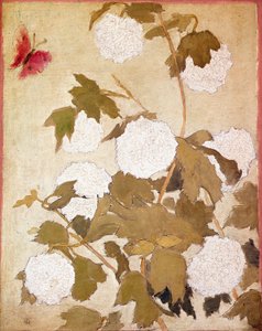 Snebolde Blomster Snebolde (Viburnum Ob) og rød sommerfugl. Maleri af Pierre Bonnard (1867-1947) Samling P. M. Samuel af Pierre Bonnard