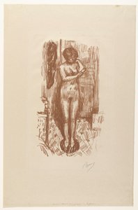 Stående nøgen kvinde vasker sig Etude de Nu af Pierre Bonnard