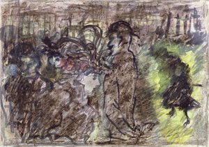 The Square, Evening, 1899 (pastel, wc & blæk på papir) af Pierre Bonnard