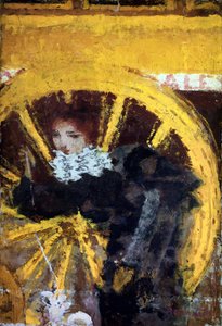 Omnibus Ung kvinde og hendes hund nær hjulene på en vogn. Maleri af Pierre Bonnard (1867-1947) 1895 Collection Vicomtesse de Maublanc af Pierre Bonnard