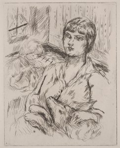 Kvinde med hund, illustration fra "Dingo" af Octave Mirbeau af Pierre Bonnard