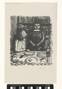 Siddende mand ved bordet med måltid og stående kvinde Menuen af Pierre Bonnard