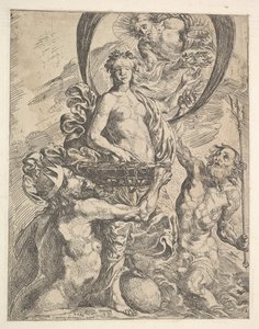 Jupiter, Pluto og Neptun tilbyder deres rigdomme til formuen, 1624. af Pierre Brebiette
