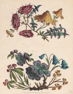 To sprøjter af imaginære blomster