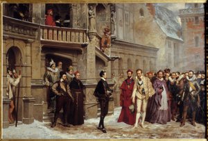 Møde mellem Henrik III, konge af Frankrig (1551 - 1589) og Henrik I af Lorraine, hertug af Guise kaldet Balafre af Pierre Charles Comte