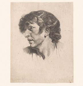 Hovedet af en ung mand, drejet til venstre Hoveder af forskellige figurer (serietitel) ir. Cahier de Têtes de différens Caracteres (serietitel) af Pierre Charles Ingouf