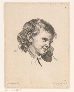 Barnets hoved, drejet til højre Hoveder af forskellige figurer (serietitel) ir. Cahier de Têtes de différens Caracteres (serietitel) af Pierre Charles Ingouf