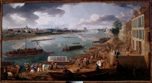 Udsigt over Paris, taget fra Quai de la Rapee i 1716 Maleri af Pierre Denis Martin (1663-1742) 1716 Søn. 1,7x3,15 m Paris, Musee Carnavalet