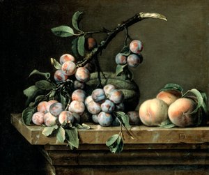 Blommer, melon og ferskner, c1630-1680