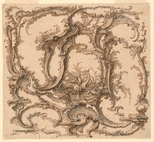Tegning, ornamentkomposition, ca. 1745