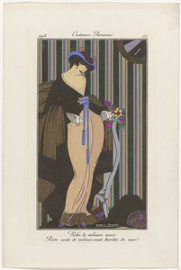 Journal of Ladies and Fashions: Fashion Illustrators Journal of Ladies and Fashions: Fashion News Journal des Dames et des Modes, Costumes Parisiens, 1913, nr. 111: Fløjlskjole (...) af Pierre Emile Legrain