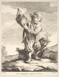 Lille dreng, der holder et kar, fra First Book of Figures efter porcelænerne fra M..., 1757.