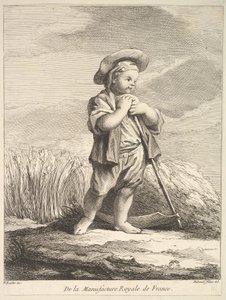 Lille dreng med en le, fra First Book of Figures efter porcelænerne fra Manu..., 1757.