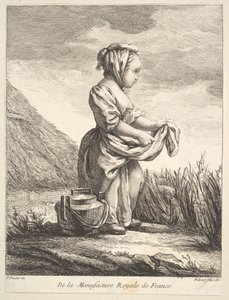 Little girl with a vessel by her feet, from Premier Livre de Figures daprès les porcelain ..., 1757. dani
