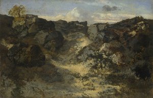 Klippelandskab, ca. 1840 af Pierre Etienne Theodore Rousseau