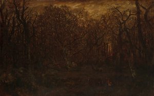 Skoven om vinteren ved solnedgang, ca. 1846-67.