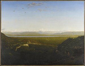 Udsigt over Mont Blanc, se fra La Faucille, ca. 1865 (olie på lærred) af Pierre Etienne Theodore Rousseau