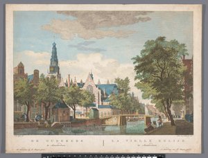 Udsigt over den gamle kirke i Amsterdam Oudekerk i Amsterdam (titel på objekt) af Pierre Fouquet