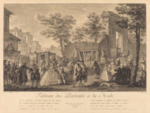 Tabel over moderigtige portrætter af Pierre Francois Courtois after Augustin de Saint Aubin