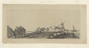 Landskab med træbro og mølle Recueil de quatre-vingt-cinq estampes originales (serietitel) af Pierre François Basan (workshop of)
