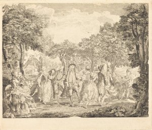 Ballet i Operaen af Pierre François Basan after Gabriel Jacques de Saint Aubin