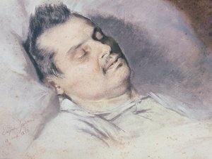 Honore de Balzac (1799-1850) på sit dødsleje, 15. august 1850 (pastel og kridt på papir)