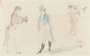 Let skitseark med to mødedandies og en balletforelskelse af Pierre François Eugène Giraud