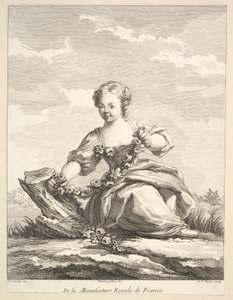 Lille pige med en blomsterkrans fra Anden Figurbog efter..., efter 1757.